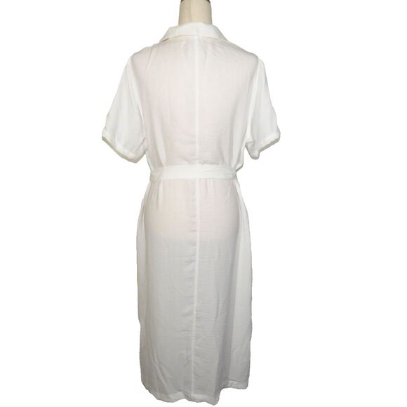 Halara White Button Up Side Pocket Midi Dress Size Large READ READ READ - Picture 4 of 9